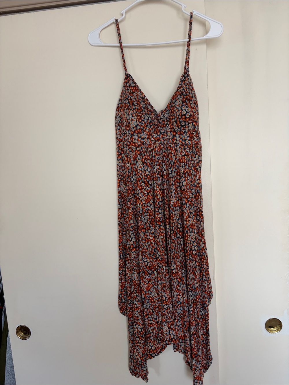 American Rag Rust Floral Asymmetrical Maxi Dress